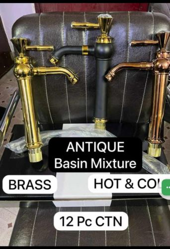 Brass Body With Mixed Finishes Vintage Mixer Set Antique Basin Faucet