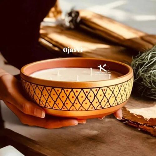 Exclusive Diwali Gift 6 Wick Terracotta Candle