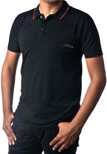 100% Lyocell Mens Black Polo T Shirt, Pattern : Plain Casual Wear