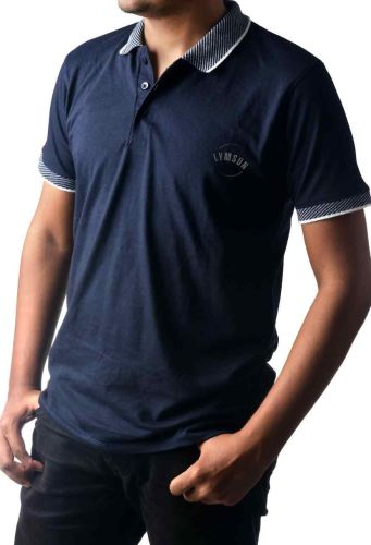Cotton Mens Blue Polo T Shirt, Size : XL & XXL Casual Wear