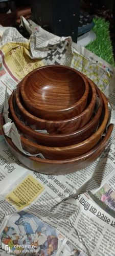 Wooden Serving Bowls, Color : Brown 5 Inches