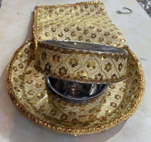 Velvet Chintamani Kraftwork Pooja Thali Sets