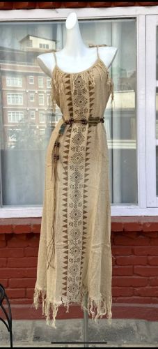 Hemp Juite Long Dress Summer Outings Regular Fit