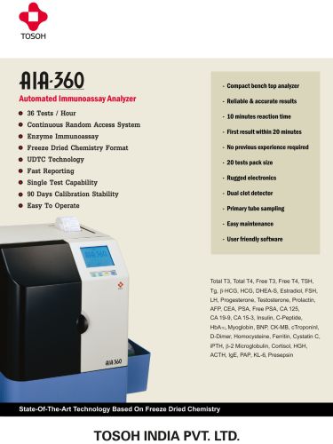 Plastic Tosoh Aia 360 Immunoassay Analyzer, Color : White
