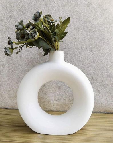 Non Printed Polished Metal Ceramic Decoration Flower Vase