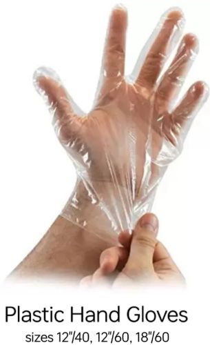 Plain Plastic Hand Gloves M, Length : 10-15 Inches for Hotels