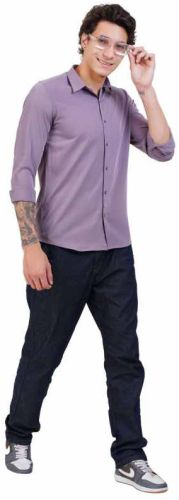 Bennex Purple Men Pure Cotton Shirt, Packaging Type : Box