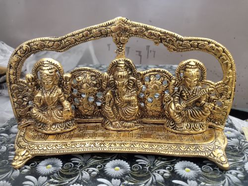 Metal Ganesh Lakshmi Saraswati Statue 2×11×5, Inch