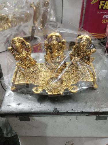 Brass Lakshmi Ganesh Saraswati Statue, Packaging Type : Box