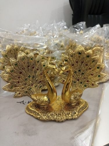 Alluminium Peacock Statue, Color : Golden 3×8×5 Inch
