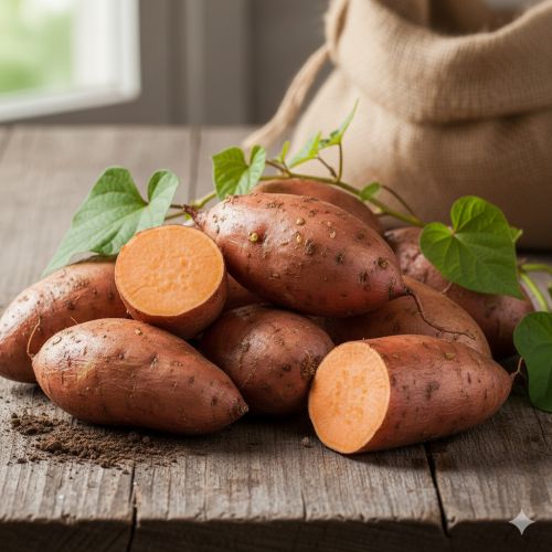 Fresh Sweet Potato, Color : Light Brown, Packaging Type : Gunny Bags