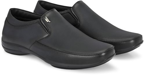 Synthetic Leather Mens Black Derby Sleek Slip-On Shoes