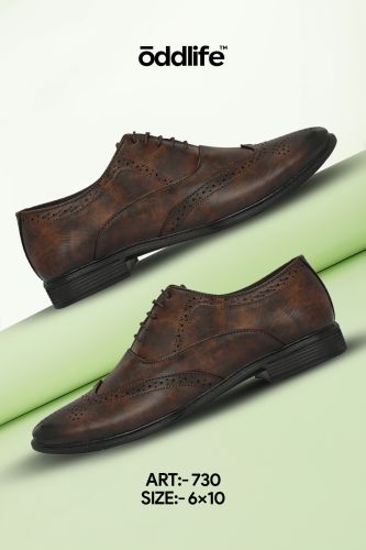 Synthetic Leather Mens Brown Brogue Classic Lace-Up Shoes