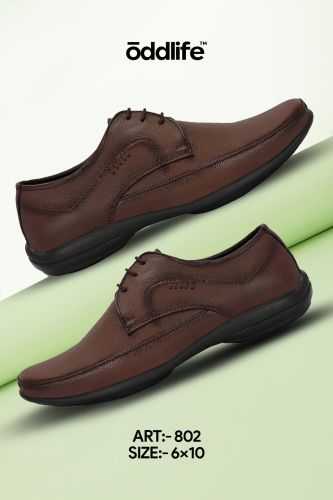 Synthetic Leather Mens Brown Derby Curved Lace-Up Shoes