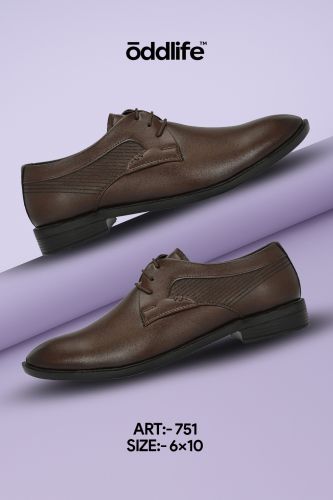 Synthetic Leather Mens Brown Derby Tailored Lace-Up Shoes