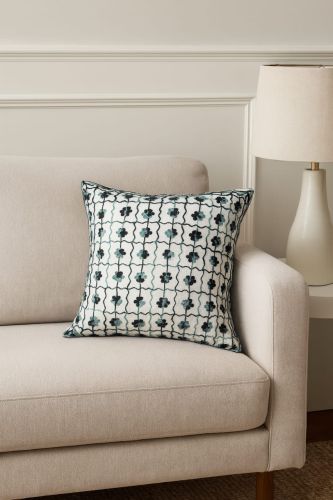 Cotton Hand Embroidered Cushion Covers 45cm X 45cm Flower for Sofa