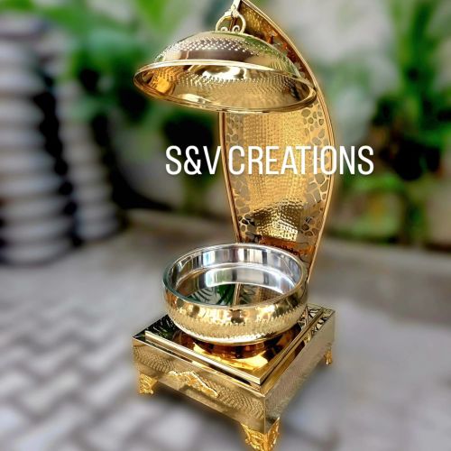 Plain Brass Chafing Dishes, Color : Yellow for Serving Food