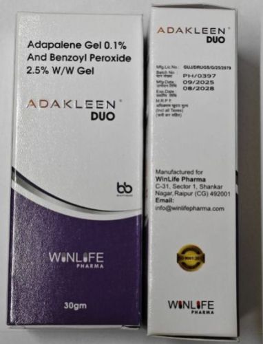 30gm Adakleen Duo Adapalene Gel, Packaging Type : Tube