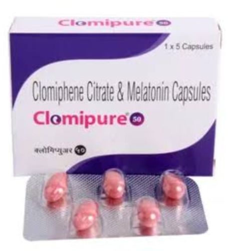 Clomipure 50mg Citrate Melatonin Capsules, Packaging Type : Strips
