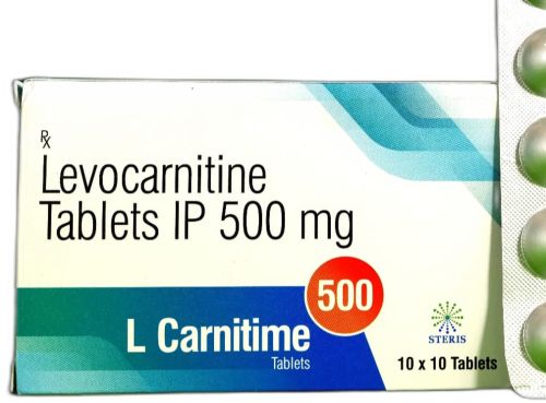 L Carnitime 500mg Levocarnitine Tablets, Packaging Type : Strips