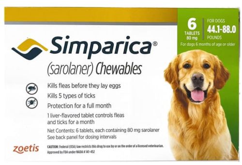 Simparica Chewable Tablets for Dog, Packaging Type : Box