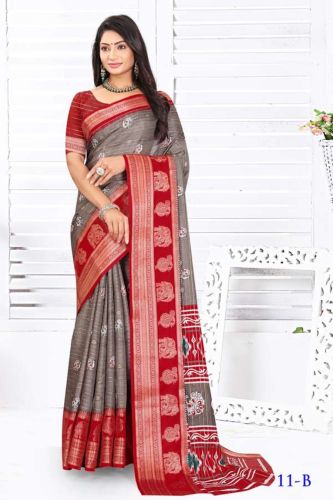 Ladies Party Wear Printed Cotton Silk Saree