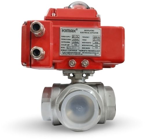 Three Way Electrical Ball Valve, Brand Name : Kimax
