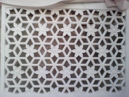 Polished Geometric Designer Marble Jali, Color : White