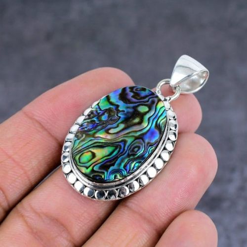 Abalone Shell Silver Pendant, Shape : Oval for Casual Wear