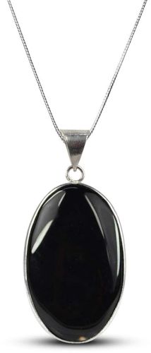 Polished Onyx Black Oval Pendant for Casual Wear