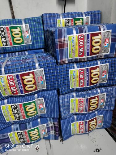 Checked Cotton Lungi One Size Fits Most Casual Wear, Regular Wear