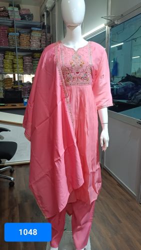 Cotton Blend Female Festive Style Floral Dupatta Suit