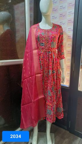 Ethnic Functions Cotton Blend Ladies Celebration Wear Anarkali Suit