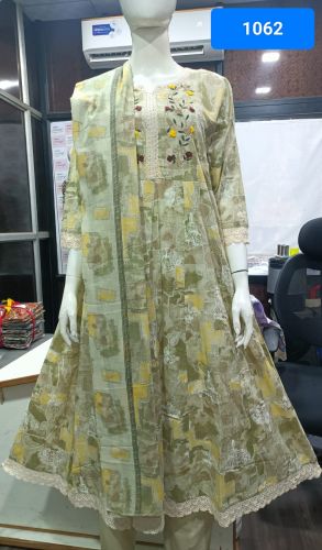 Cotton Blend Ladies Traditional Wear Embroidered Anarkali Suit