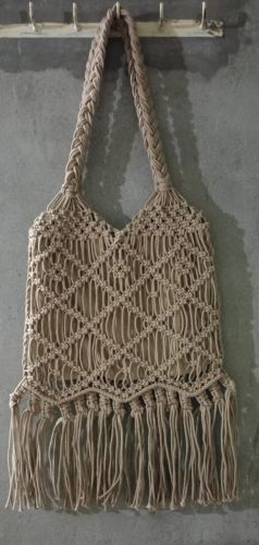 Cotton Dori Creamy Bohemian Style Macrame Sling Purse