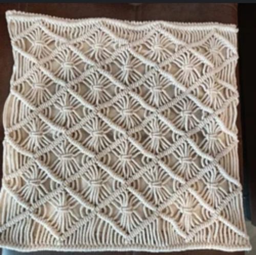 Cotton Decorative Handmade Macrame Pillow Cover, Color : Creamy