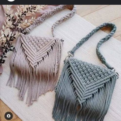Modern Cotton Macrame Shoulder Bag, Color : Purple Aqua