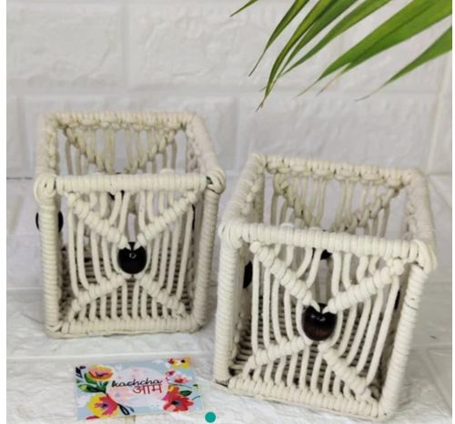 Cotton Mulipurpose Handmade Macrame Holder, Color : Off White