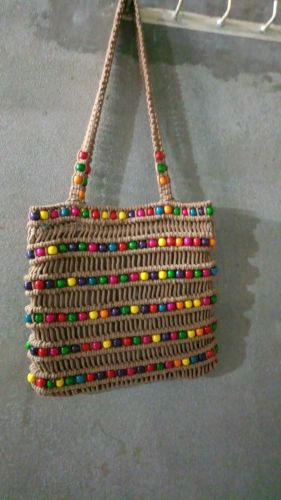 Braided Cotton Rope Multi Color Breaded Handmade Macrame Bag