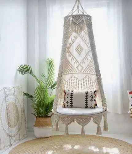 Cotton Premium Macrame Swing Hammock, Color : Off White