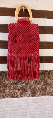Cotton Red Boho Macrame Hand Bag, Gender : Male