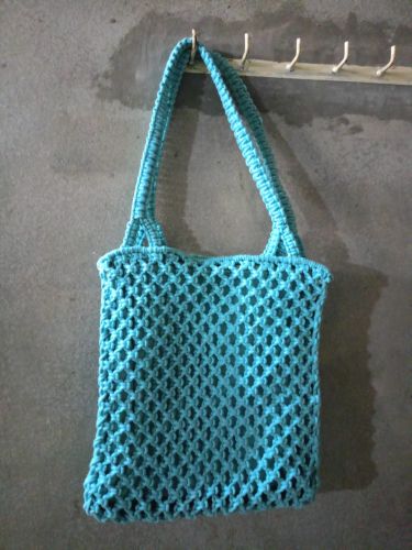 Cotton Rope Sky Blue Handmade Macrame Bag Bohemian