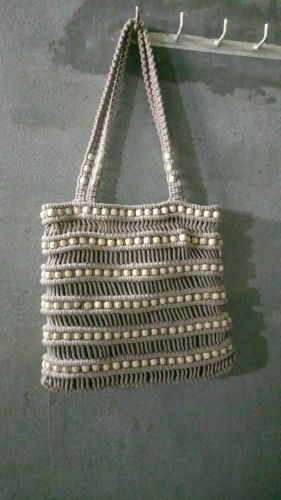 Breads Creamy Cotton Macrame Tote Bag for Used Storage Items