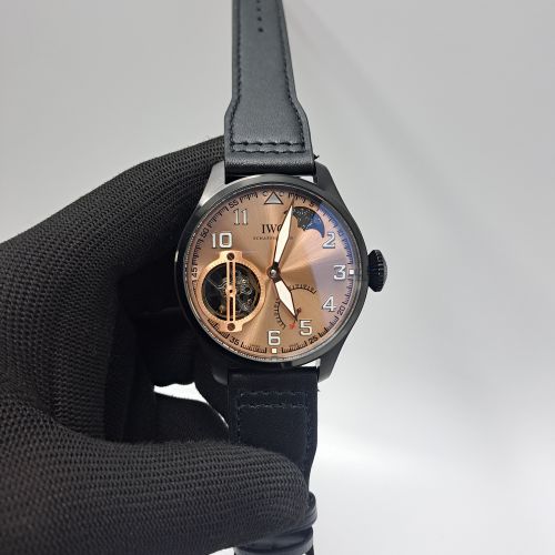 Iwc Moonphase Big Pilot Rose Gold Edition Grey Leather Strap Swiss Automatic Watch