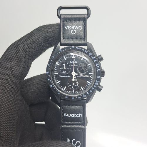 Omega Speedmaster Swatch Moonswatch Mission On Earth Black Chronograph Swiss Watch