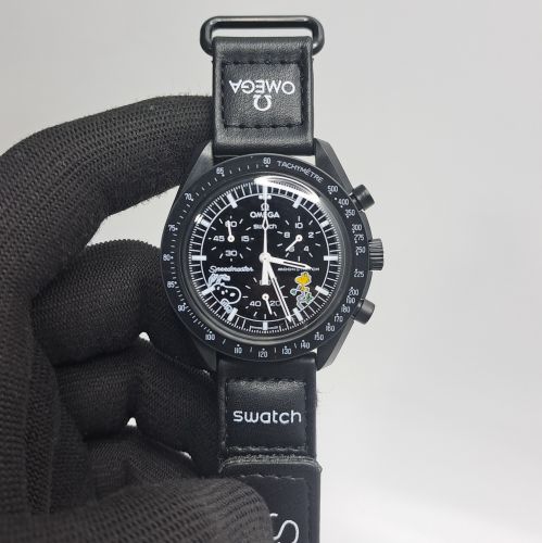 Omega Speedmaster Swatch Moonswatch Mission To The Moon Black Edition Chronograph Swiss Watch