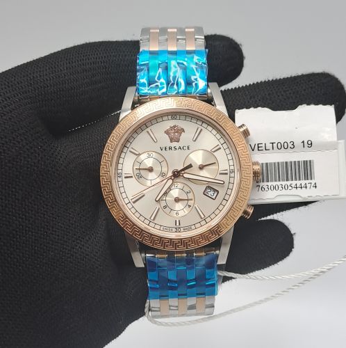 Versace Chronograph Dual Tone White Dial Store Quality Swiss Watch