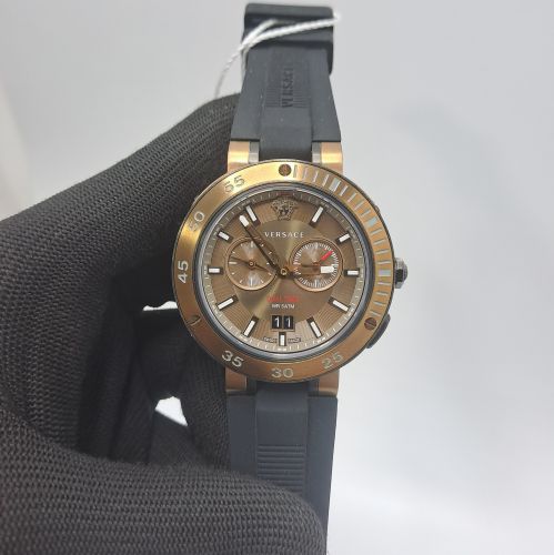 Versace V-Extreme Chronograph Bronze Dial Black Rubber Strap Store Quality Swiss Watch