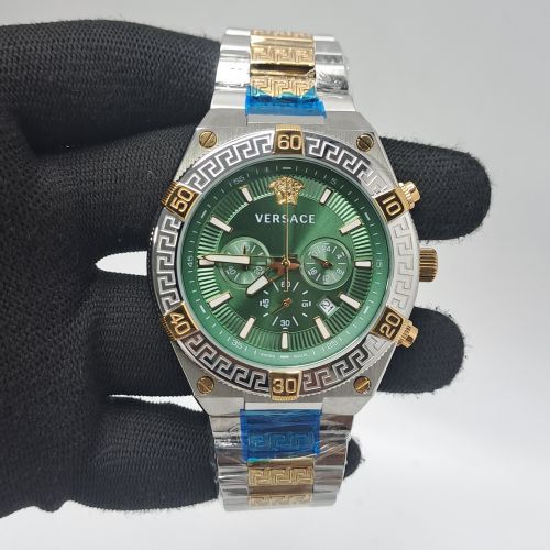Versace V-Sporty Greca Chronograph Dual Tone Green Dial Swiss Watch