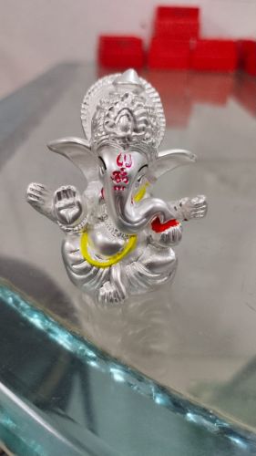Polished Carved Sliver Ganesha Statue, Color : Multicolor For Gifting